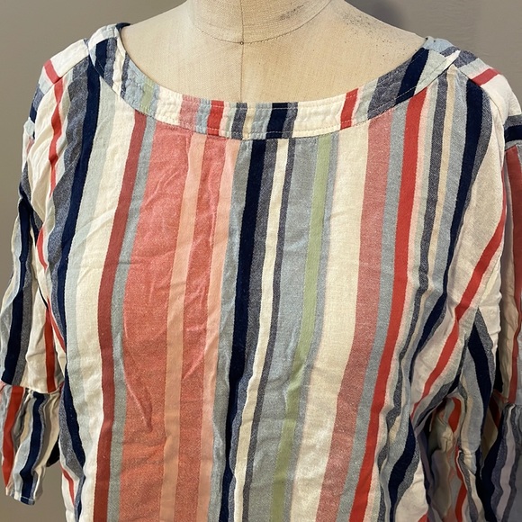 Susina ruffle sleeve multi color stripe blouse - Picture 2 of 8